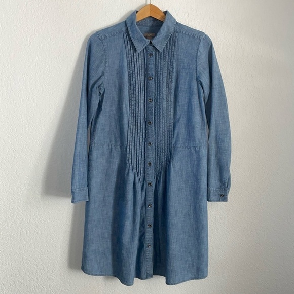 J Jill Chambray Denim Dress Size Small Shirt Dress - Picture 1 of 5